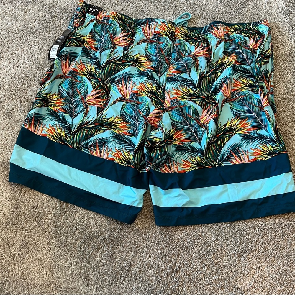 NWT OP Big Men’s 3XL Swim trunks Swimsuit 48-50 Turquoise NEW Board Shorts - Picture 3 of 10